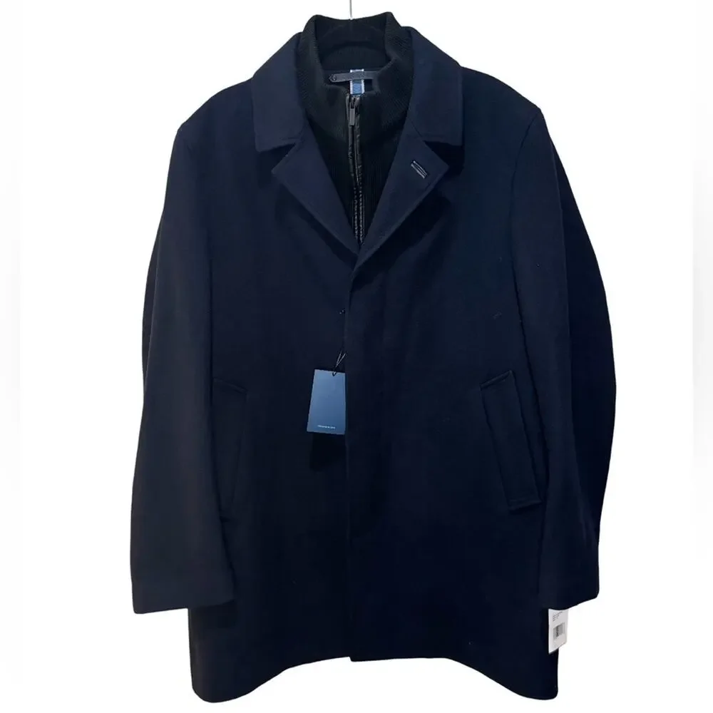 Cole Haan Wool Plush Car Coat - Navy Size XL